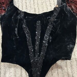 Black Velvet Sparkle Bodice with Burgundy Lace Cap Sleeve Joffrey BalletXS